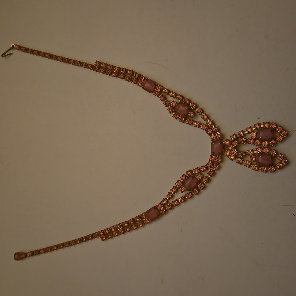 ValMarie Elegant Pink and Gold, Drop Necklace.